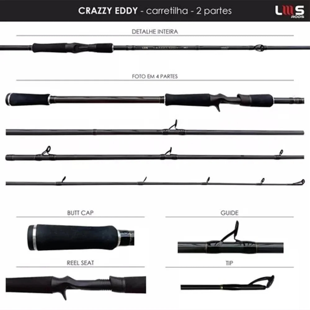 Vara Lumis Crazzy Eddy CRE80502(2,44m) 20-50lb 2 Partes - Carretilha