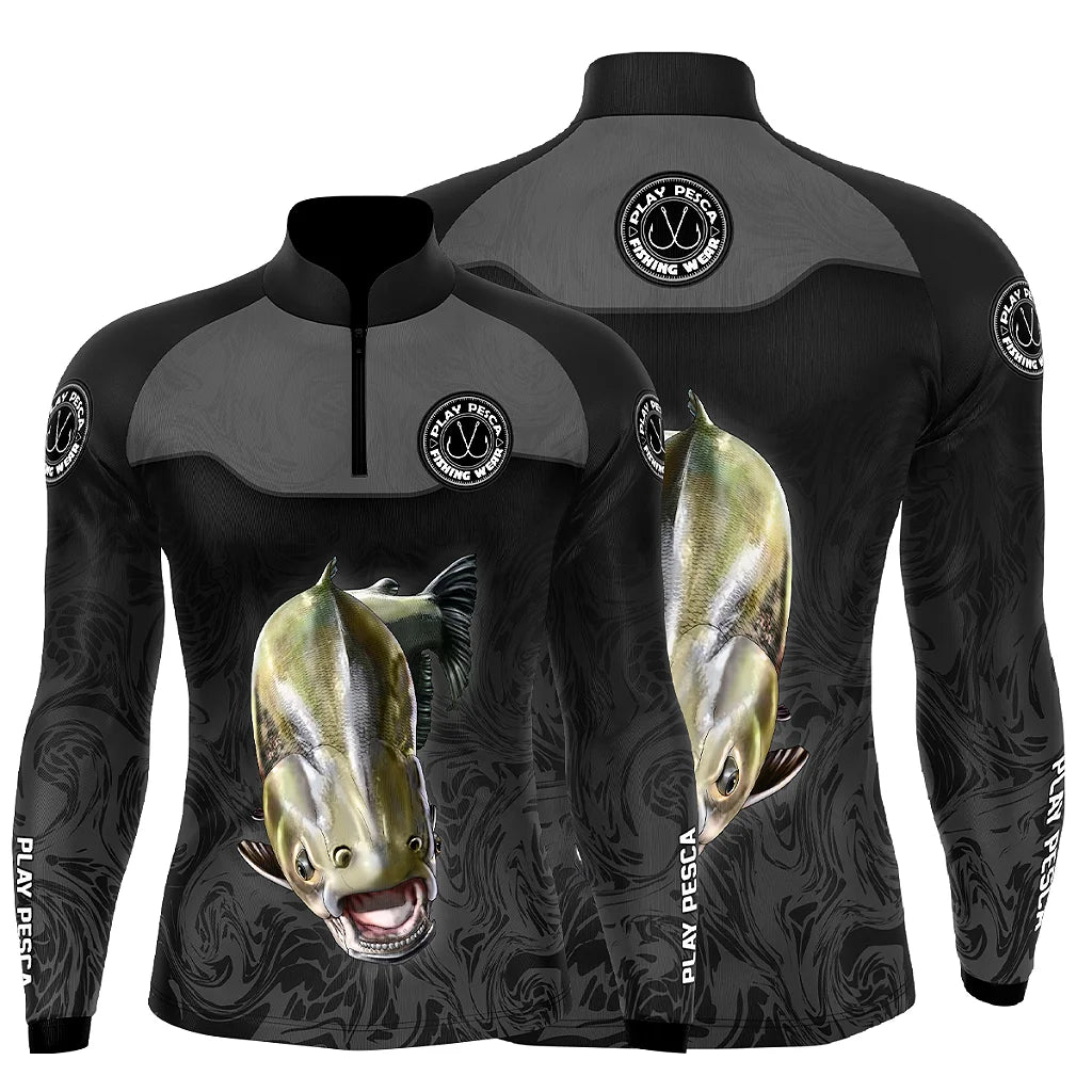 Camisa de pesca - Play Pesca - Tamba Cinza - Com proteção UV50